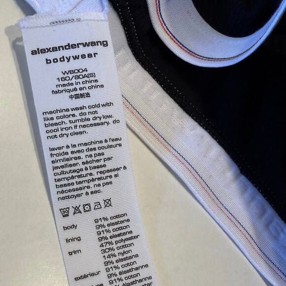 3 pk Alexander Wang bralette triangle ribbed jersey V neck monogram band S small - Picture 4 of 13